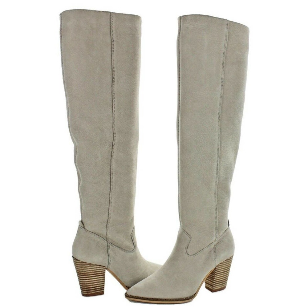 Lucky Brand Women's Size 7M/37.5 Azoola Leather Tall Boots 3”Chinchilla Slouchy.